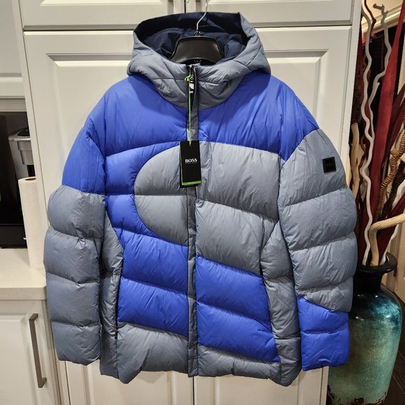 BOSS Logo-Patch Reversible Hooded Padded Jacket - Picture 1 of 15